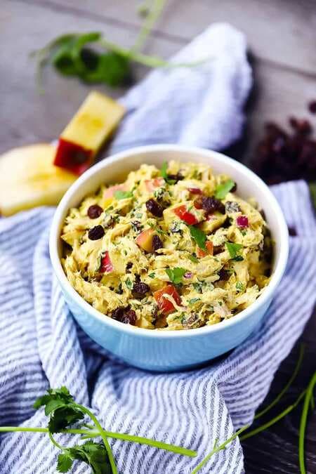 Healthy Curried Chicken Salad With Apples Raisins