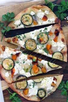 Sautéed Vegetable Goat Cheese Naan Pizza