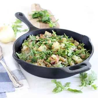 Skillet Potato Salad With Bacon Arugula