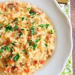 Sausage, Pepper And Mushroom Risotto