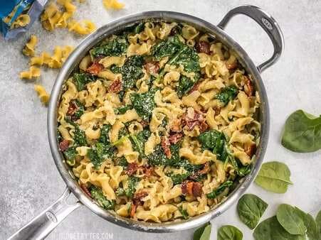 Bacon And Spinach Pasta With Parmesan