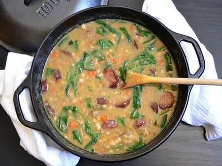 Navy Bean Soup With Sausage And Spinach