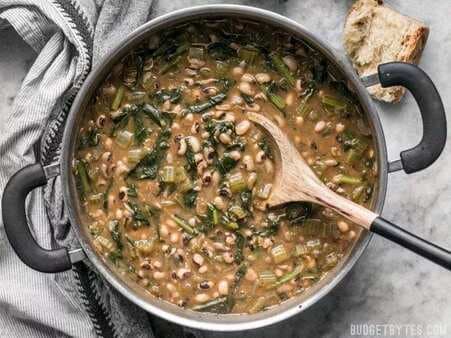 Slow Simmered Black Eyed Peas And Greens