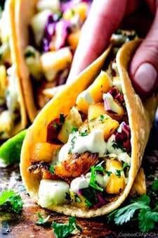 Blackened Tilapia Fish Tacos with Pineapple Cucumber Slaw