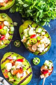 Grilled Shrimp Salsa Stuffed Avocados