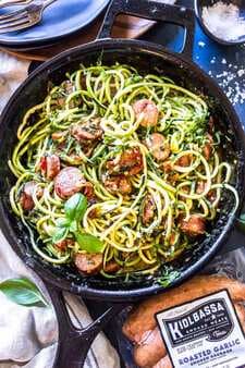 Keto Creamy Tuscan Zucchini Noodles With Sausage
