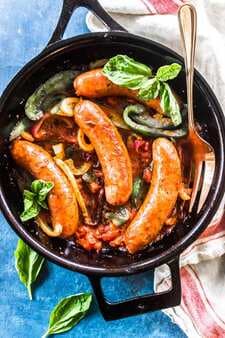 Keto Italian Sausage, Peppers And Onions Skillet