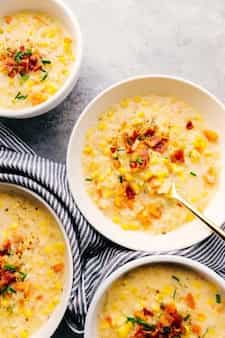 Crockpot Corn Chowder with Potatoes and Bacon