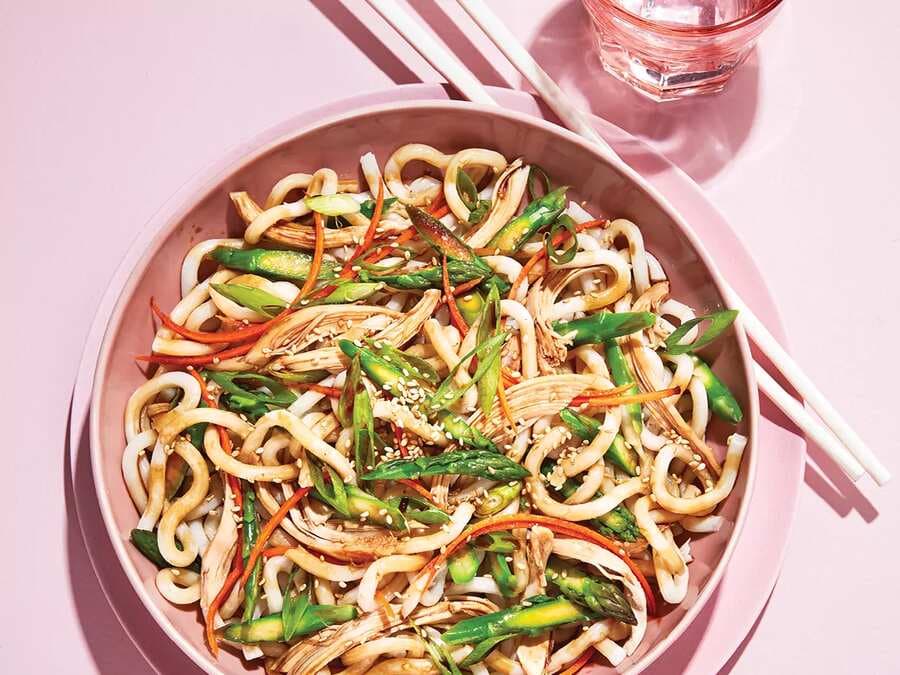 Chicken Asparagus and Udon Noodle Salad