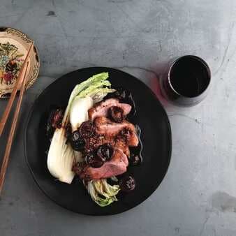 Crispy Szechuan Duck with Braised Napa Cabbage 