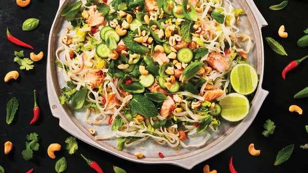 Hot Smoked Trout and Rice Noodle Salad