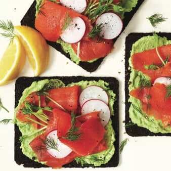 Pea and Smoked Salmon Open Face Sandwich 