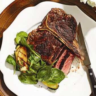 T Bone Steak with Fingerling and Spinach Salad 