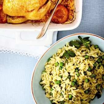 Risotto Style Pea and Mint Orzo 