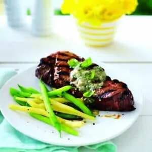 Steaks with Basil Blue Cheese Butter 