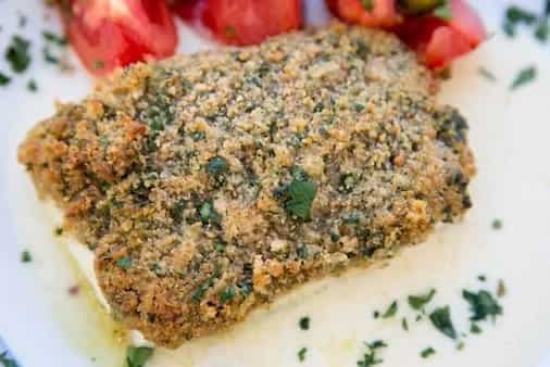 Bread Crumb Crusted Baked Halibut With A Lemon Beurre Blanc