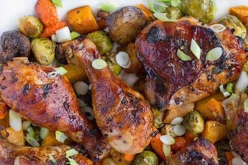 Chai Marinated Chicken With Roasted Fall Vegetables