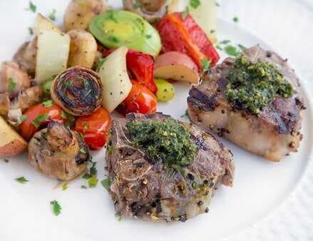 Marinated Grilled Lamb Chops With A Mint Pesto