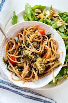 Spinach Pasta With Roasted Vegetables
