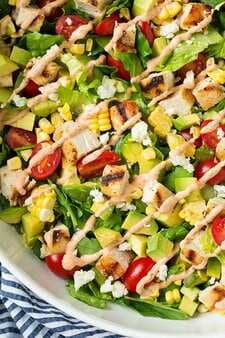 Avocado and Grilled Chicken Chopped Salad with Skinny Chipotle Lime Ranch