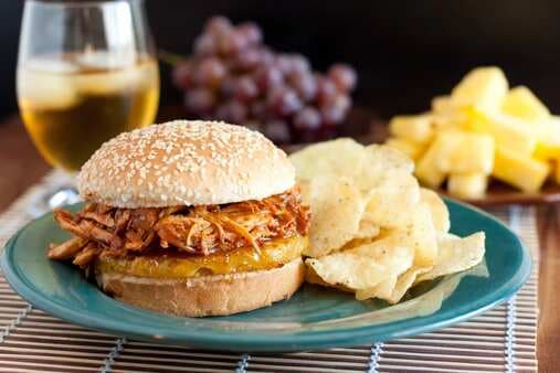 Hawaiian BBQ Pulled Chicken Sandwiches Slow Cooker