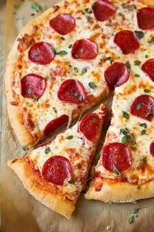 Pepperoni Pizza Homemade Dough and Pizza Sauce