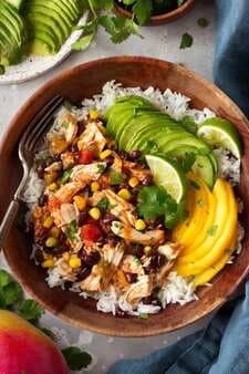 Slow Cooker Mango Salsa Chicken with Coconut Rice