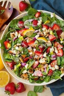 Strawberry Avocado Spinach Salad with Grilled Chicken