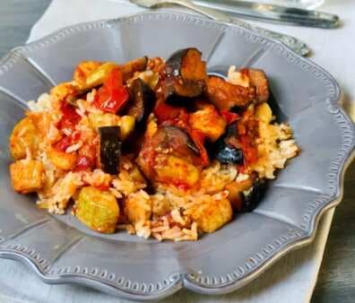 Eggplant With Peppers, Tomatoes And Herbs