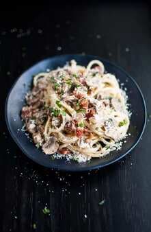 Linguini with Pancetta Mushrooms and Garlic