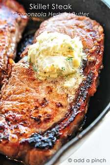 Skillet Steaks with Gorgonzola Herbed Butter