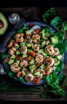 Spinach Salad with Shrimp and a Smoky Sweet Dressing