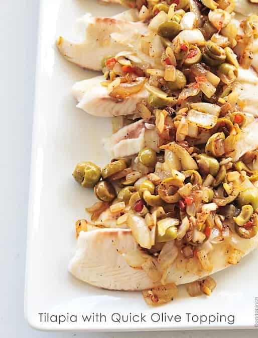 Tilapia with Quick Olive Topping