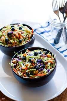 Creamy Blueberry Broccoli Slaw Salad With Yogurt