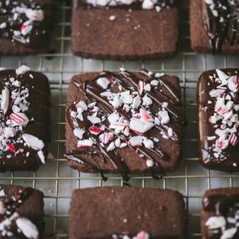 Double Chocolate Peppermint Shortbread Cookies