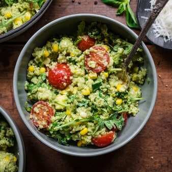 Quinoa Salad with Vegan Green Goddess Dressing