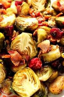 Bacon Roasted Brussels Sprouts with Cranberries