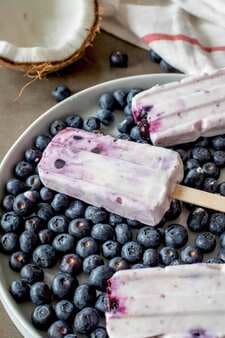 Blueberry Coconut Frozen Yogurt Popsicles