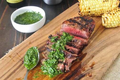 Grilled Filet Mignon with Mint and Parsley