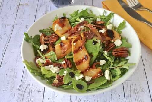 Grilled Pear and Crispy Prosciutto Salad