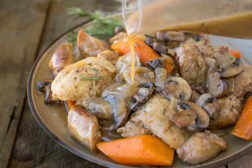 Slow Cooker Rosemary Chicken Sausage & Mushrooms