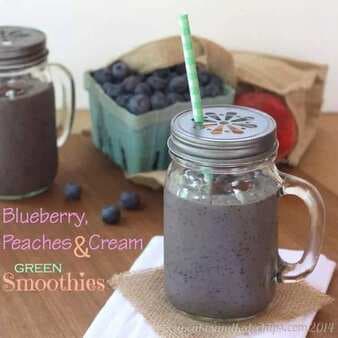 Blueberry, Peaches And Cream Green Smoothies