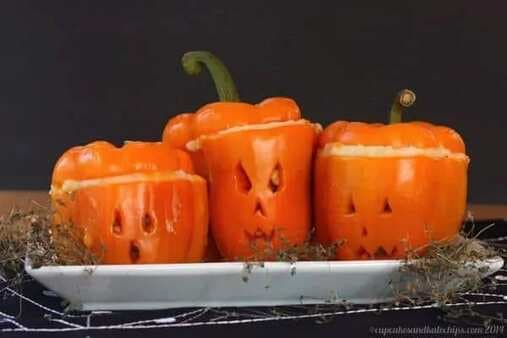 Halloween Stuffed Peppers With Ground Beef