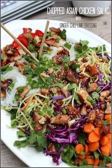 Chopped Asian Chicken Salad with Ginger Chili Lime Dressing