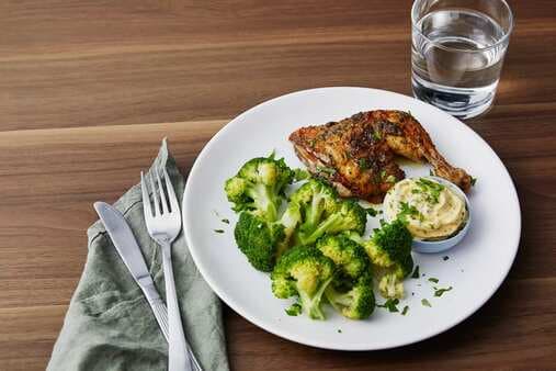 Keto Roast Chicken With Broccoli And Garlic Butter