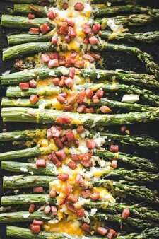 Garlic Roasted Asparagus with Bacon and Cheese