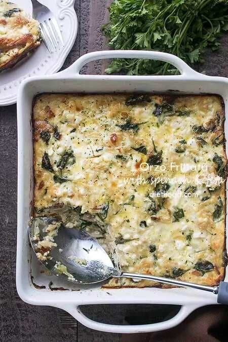 Orzo Frittata with Spinach and Feta