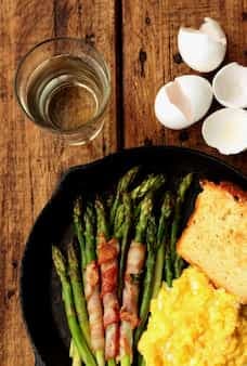 Sauteed Asparagus, Bacon And Scrambled Eggs