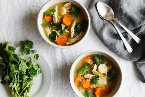 Poached Chicken And Winter Vegetable Soup