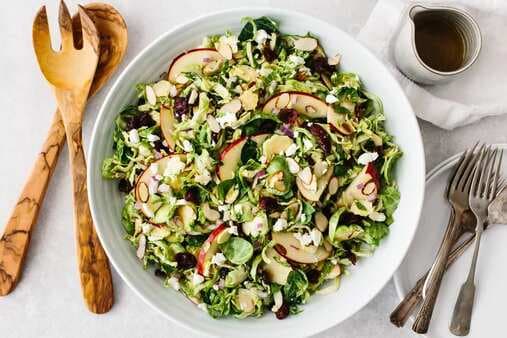 Shaved Brussels Sprouts Salad With Cranberries And Apple
